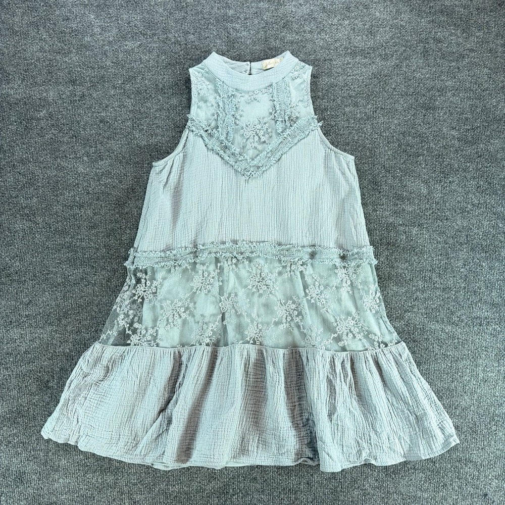Altar'd State Light Blue Lace Trim Sleeveless Babydoll Dress Boho Mini‎ Medium